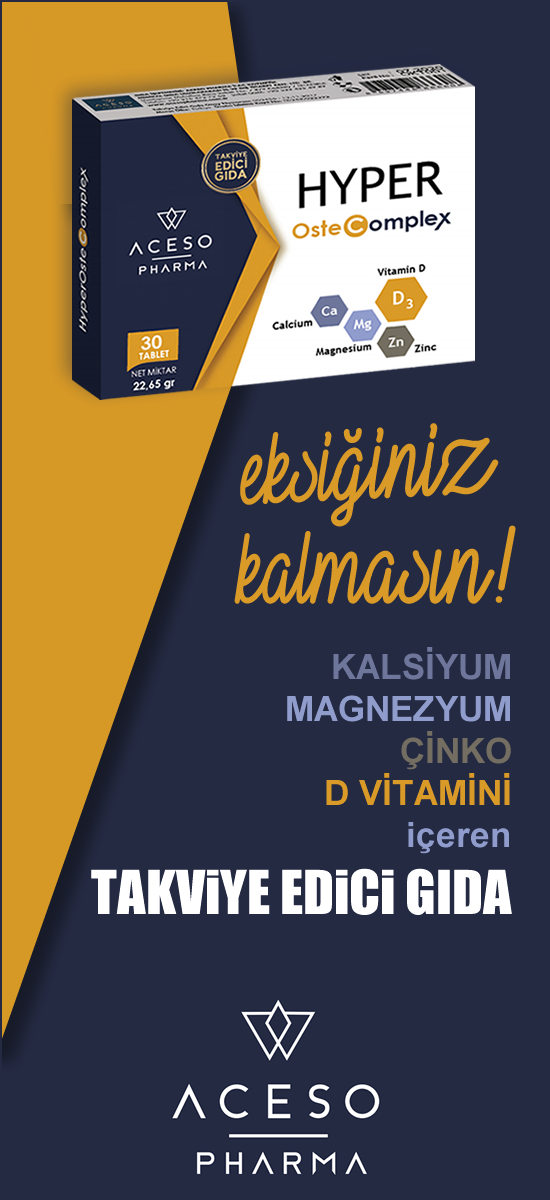 HYPER OSTECOMPLEX  30 TABLET - Kalsiyum, Magnezyum, Çinko ve D Vitamini içeren Takviye Edici, Gıda Takviyesi. Aceso Pharma